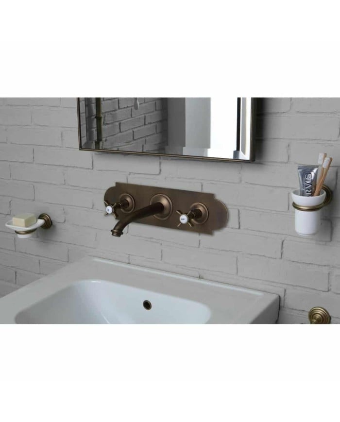 Robinet mural 3t plaque fine Bleu Provence