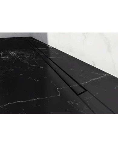 Caniveau drain Invisible Carrodrain en noir mat, design élégant pour douche à l'italienne.
