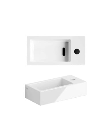 lave mains blanc brillant 36cm 1trou Flush 3 Clou