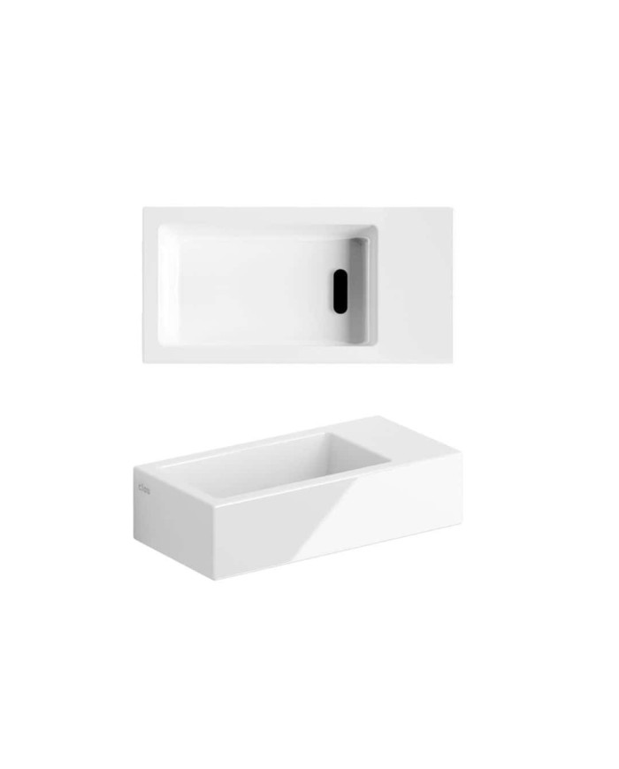 lave-mains blanc brillant 36cm 0trou Flush 3 Clou
