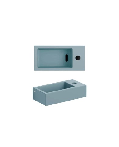 lave-mains bleu mat 36cm 1trou Flush 3 Clou