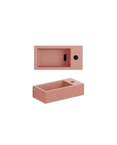 lave-mains rose mat 36cm 1trou Flush 3 Clou