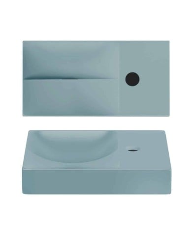 lave mains bleu mat 38cm 1 trou VALE Clou