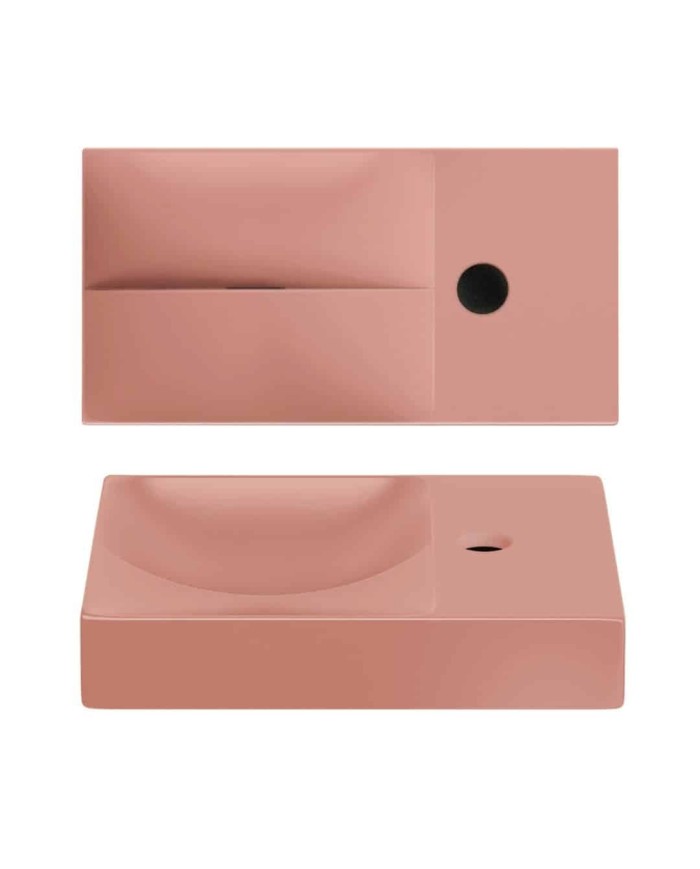 lave mains rose mat 38cm 1 trou VALE Clou