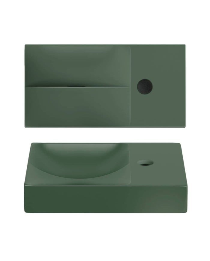 lave mains vert pin mat 38cm 1 trou VALE Clou