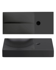 lave mains noir mat 45cm 1 trou VALE Clou