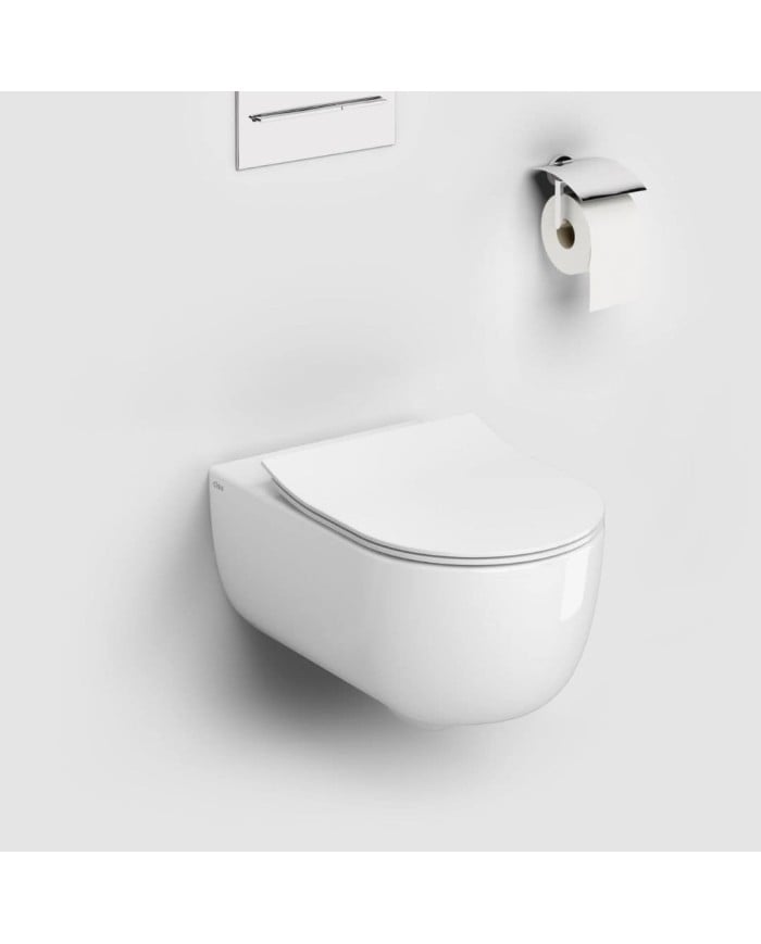 Toilette blanc brillant 56cm abattant mince Hammock Rimless Clou Toilette blanc brillant 56cm abattant mince Hammock Rimless Clou