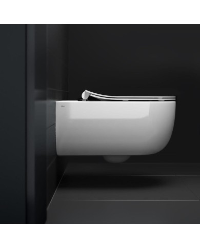 Toilette blanc brillant 56cm abattant mince Hammock Rimless Clou Toilette blanc brillant 56cm abattant mince Hammock Rimless Clou