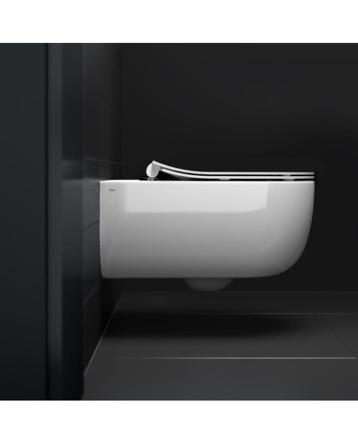 Toilette blanc brillant 56cm abattant mince Hammock Rimless Clou Toilette blanc brillant 56cm abattant mince Hammock Rimless Clou