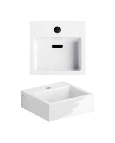 lave mains blanc brillant 28cm 1 trou Flush 1 Clou