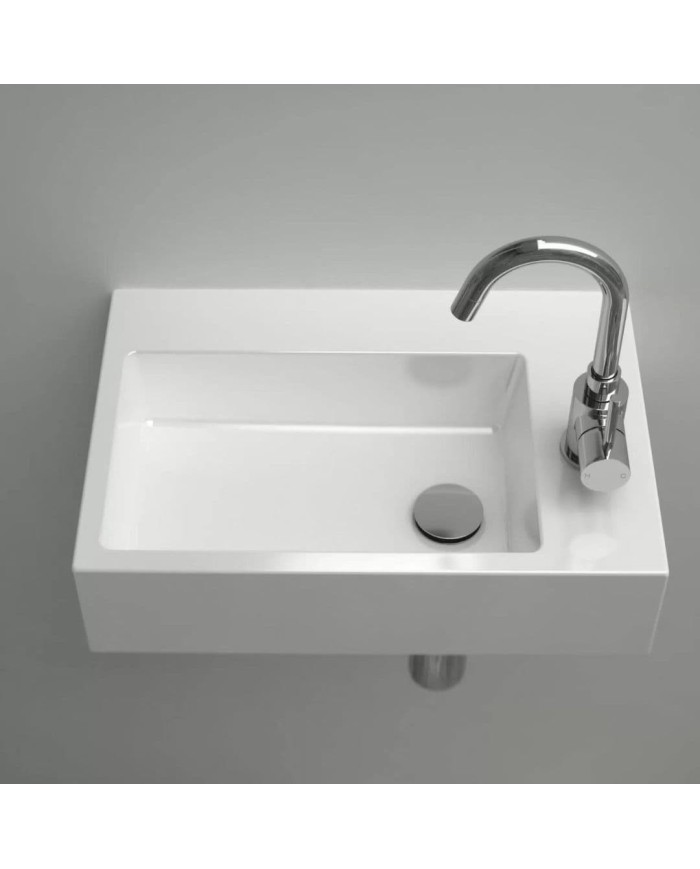 lave mains blanc brillant 42.5cm 1 trou Flush 2 Clou lave mains blanc brillant 42.5cm 1 trou Flush 2 Clou