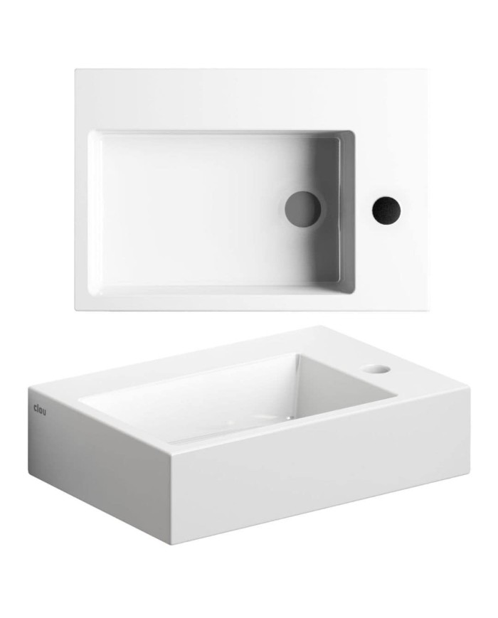 lave mains blanc brillant 42.5cm 1 trou Flush 2 Clou lave mains blanc brillant 42.5cm 1 trou Flush 2 Clou