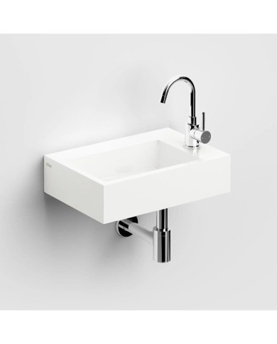 lave mains blanc brillant marbre 42.5cm Flush 2 + Clou lave mains blanc brillant marbre 42.5cm Flush 2 + Clou