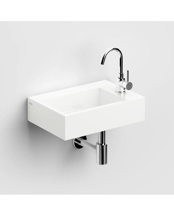 lave mains blanc brillant marbre 42.5cm Flush 2 + Clou lave mains blanc brillant marbre 42.5cm Flush 2 + Clou