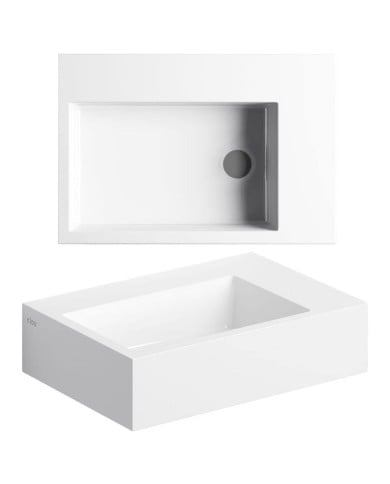 lave mains blanc brillant marbre 42.5cm Flush 2 + Clou lave mains blanc brillant marbre 42.5cm Flush 2 + Clou