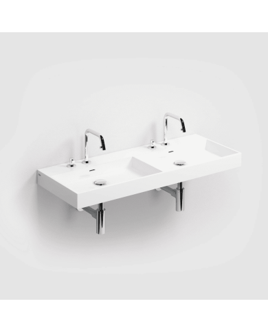 Lavabo double blanc brillant marbre minéral Wash Me 110cm Clou Lavabo double blanc brillant marbre minéral Wash Me 110cm Clou