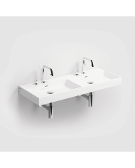 Lavabo double blanc brillant marbre minéral Wash Me 110cm Clou