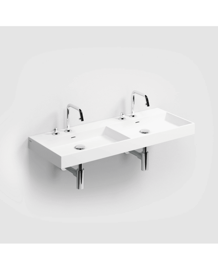 Lavabo double blanc mat aluite Wash Me 110cm Clou