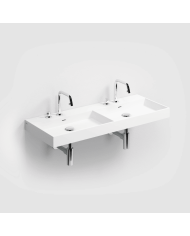 Lavabo double blanc mat aluite Wash Me 110cm Clou