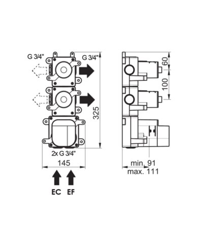 Box 2 voies thermostatique Naja Horus Box 2 voies thermostatique Naja Horus