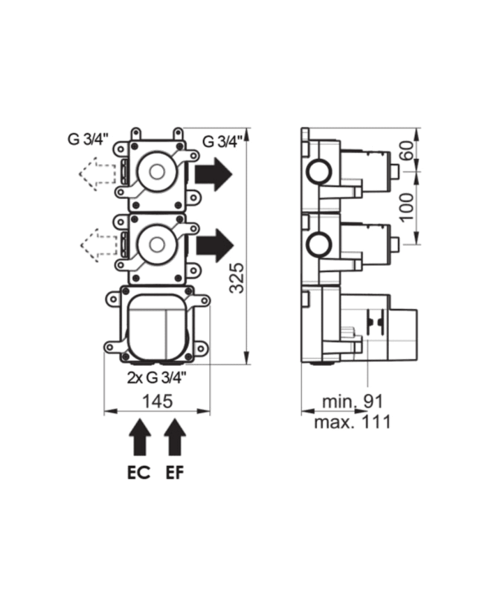 Box 2 voies thermostatique Naja Horus Box 2 voies thermostatique Naja Horus