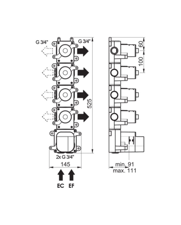 Box 4 voies thermostatique Naja Horus Box 4 voies thermostatique Naja Horus