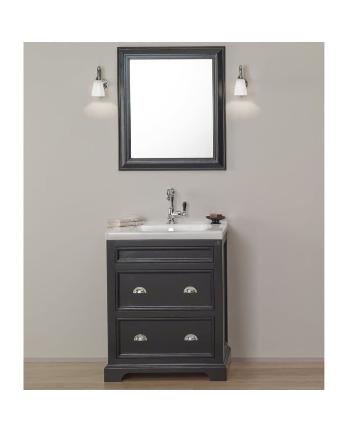 Meuble lavabo 71 cm en pin et miroir Trendy Aqua Prestige