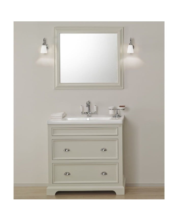 Meuble lavabo 91 cm en pin et miroir Trendy Aqua Prestige