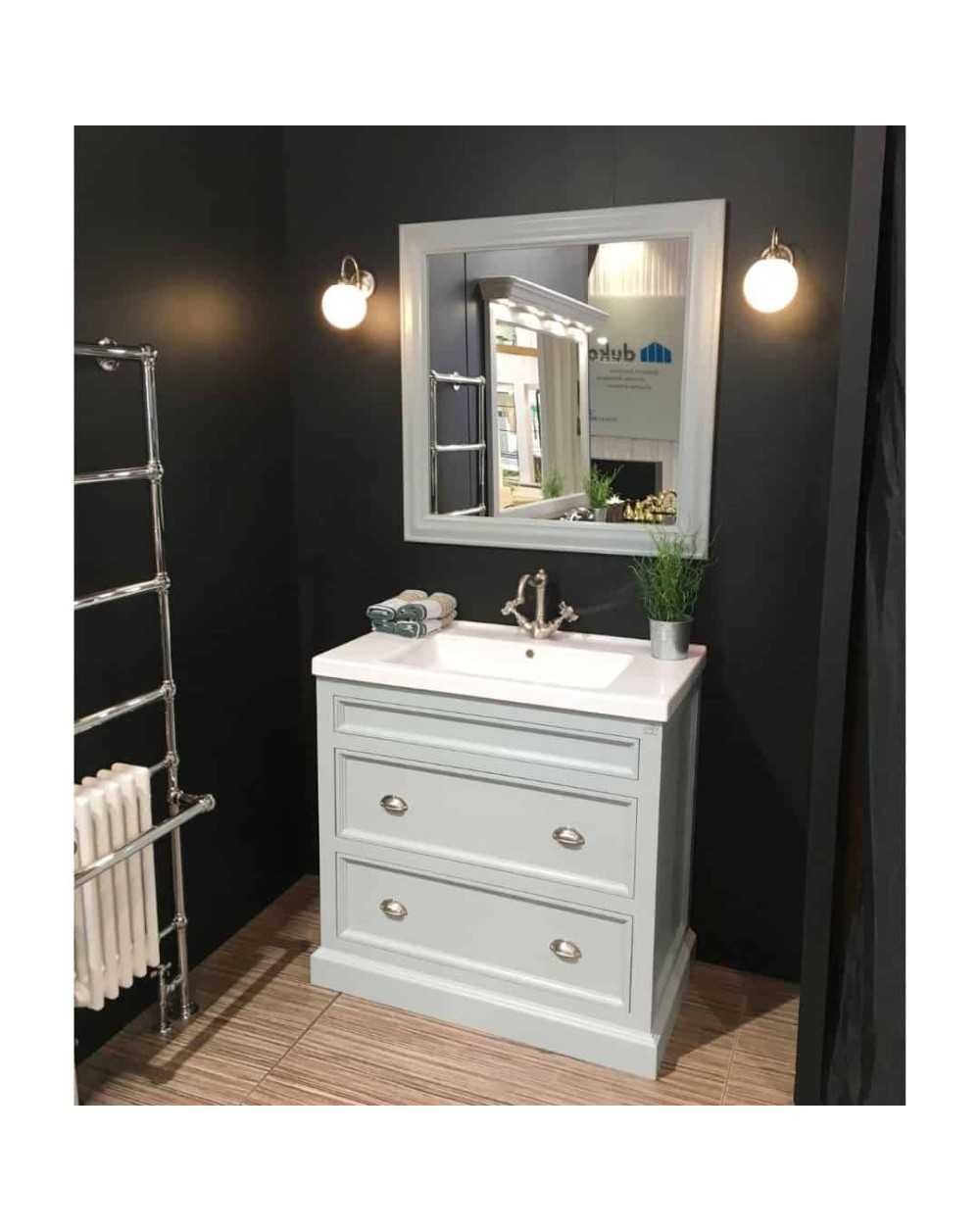 Meuble lavabo 91 cm en pin et miroir Trendy Aqua Prestige