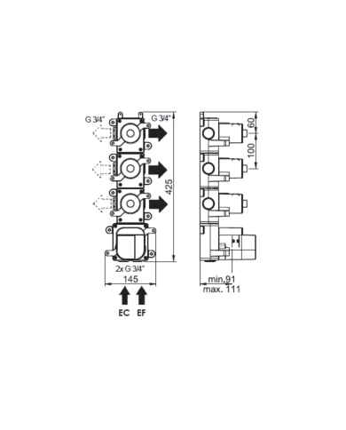 Box + habillage 3 voies thermostatique Minoé Horus Box + habillage 3 voies thermostatique Minoé Horus