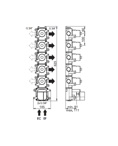 Box + habillage 5 voies thermostatique Minoé Horus