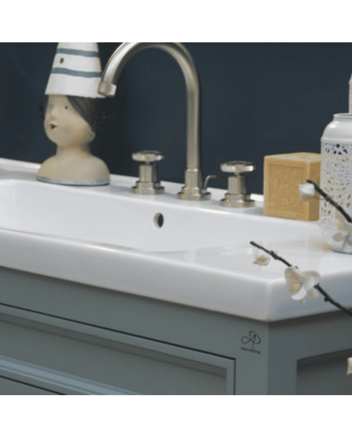 Meuble lavabo 121 cm en pin et miroir Trendy Aqua Prestige