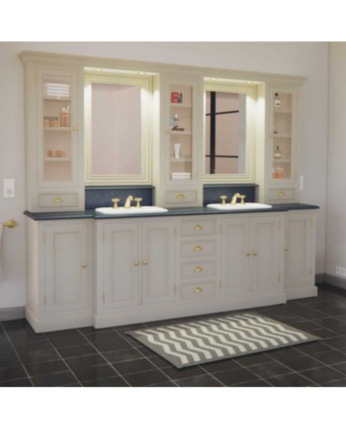 Meuble lavabo 2 vasques et miroir Balmoral Aqua Prestige