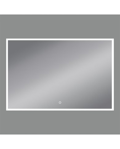 Miroir rectangulaire rétroéclairé Amanzi 113 par ACB Lighting, bordure blanche lumineuse, design élégant.