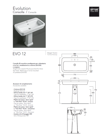 lavabo rétro Simas 90 | Céramique artisanale italienne