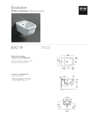 Bidet suspendu - Simas Bidet suspendu - Simas