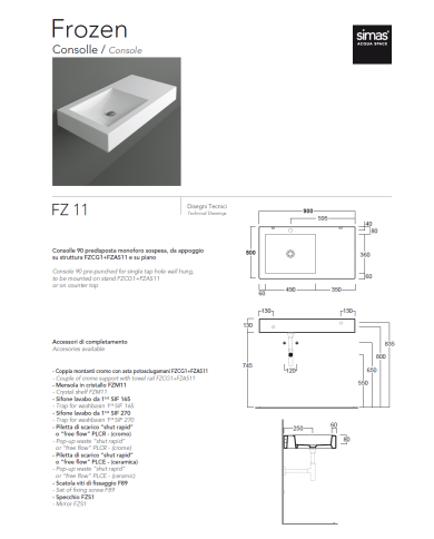 Lavabo 90 Simas | Céramique italienne design carré