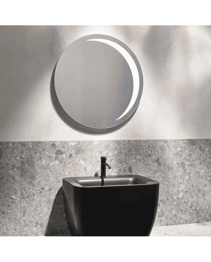 miroir rétro éclairé Simas | Miroir rond 80cm