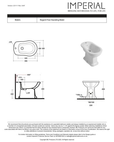 Bidet - Regent Imperial Bidet - Regent Imperial