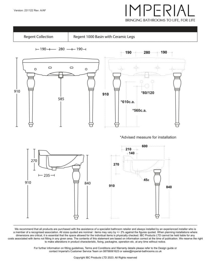Lavabo 100 Regent Imperial