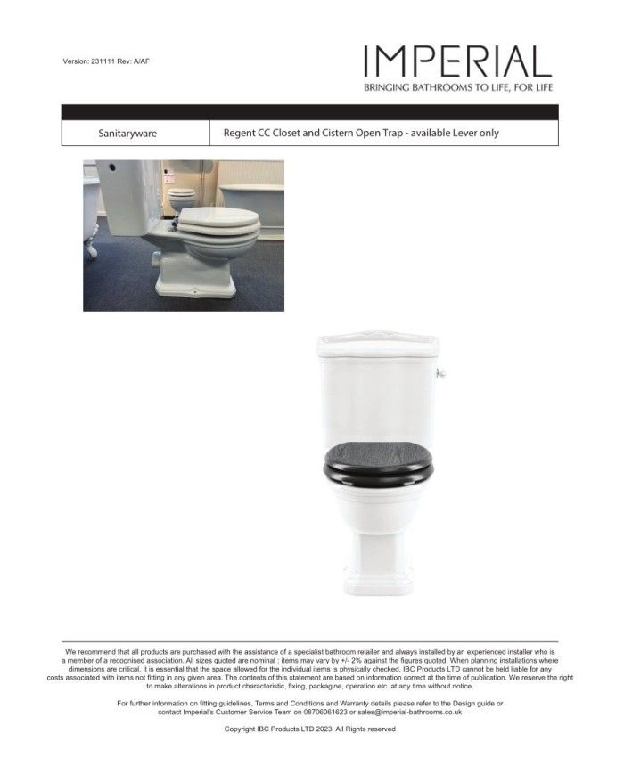 cuvette monobloc imperial | Regent Blanc & Finitions