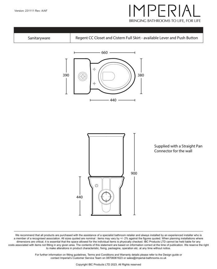 cuvette monobloc imperial | Regent Blanc & Finitions