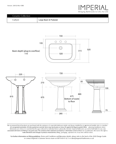 Lavabo Imperial 72 cm | Carlyon rétro blanc