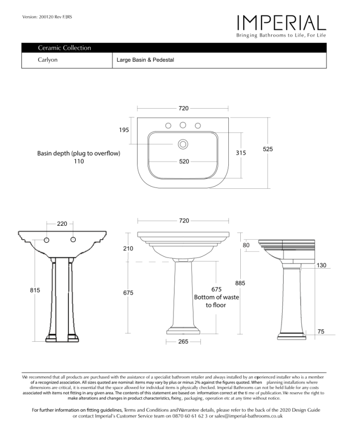 Lavabo 72 Carlyon Imperial