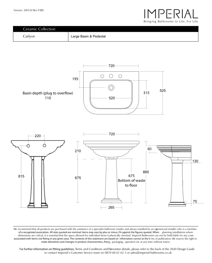 Lavabo Imperial 61 cm | Carlyon rétro blanc