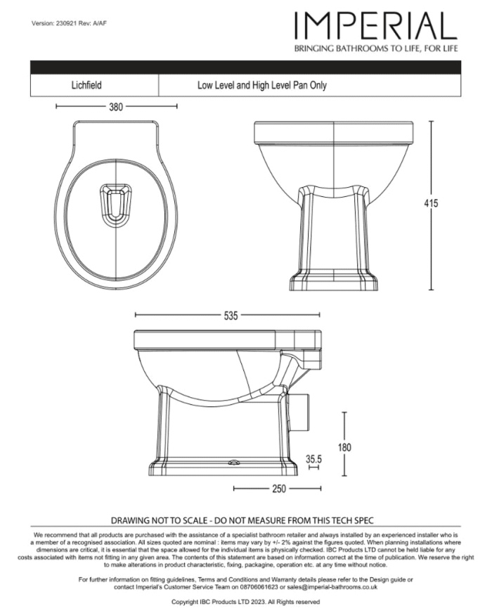 cuvette suspendue imperial | Lichfield rétro anglaise