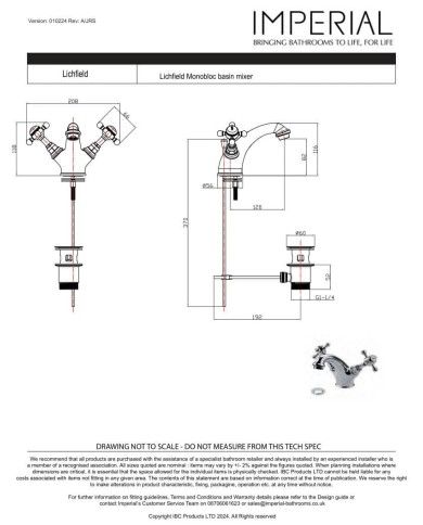 mélangeur lavabo imperial lichfield | Robinetterie rétro anglaise