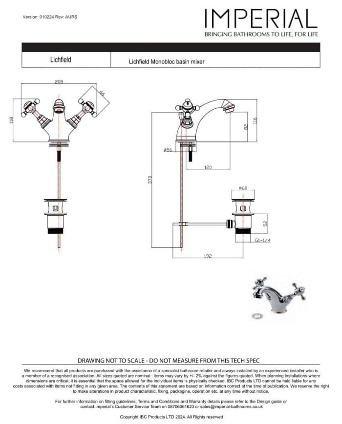 Mélangeur lavabo - Lichfield Imperial
