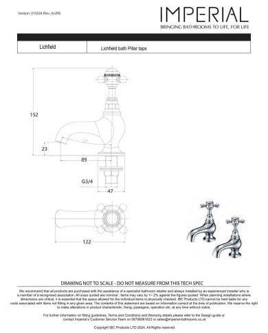 Robinet baignoire Lichfield Imperial Robinet baignoire Lichfield Imperial