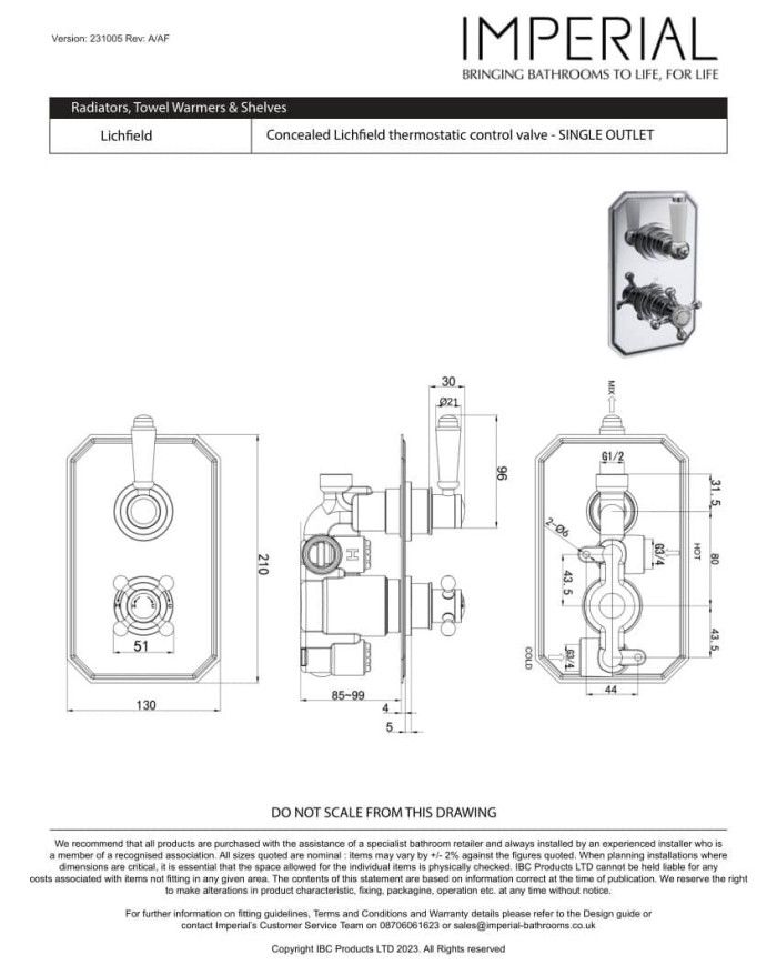 Mitigeur thermostatique Imperial | Lichfield encastré